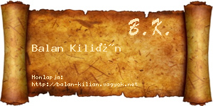 Balan Kilián névjegykártya